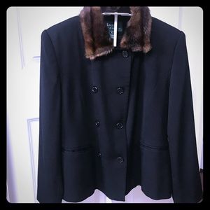 ❤️Lauren Ralph Lauren Black Faux fur Blazer size 6